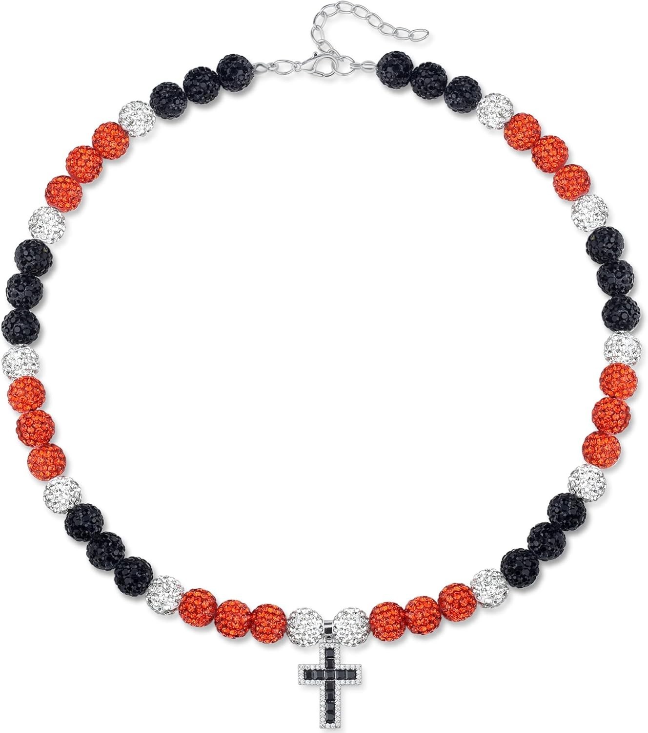 Baseball Necklace Glitter Rhinestone Beaded Sports Jewelry 16/18in Men Women