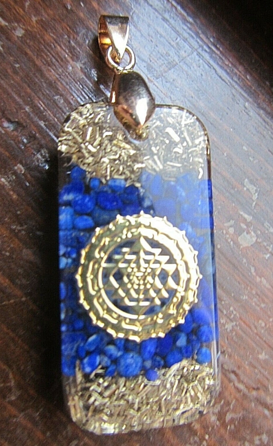 Sri-Yantra Orgone Energy Field w/ Lapis Lazuli Health Healing Stones Pendant