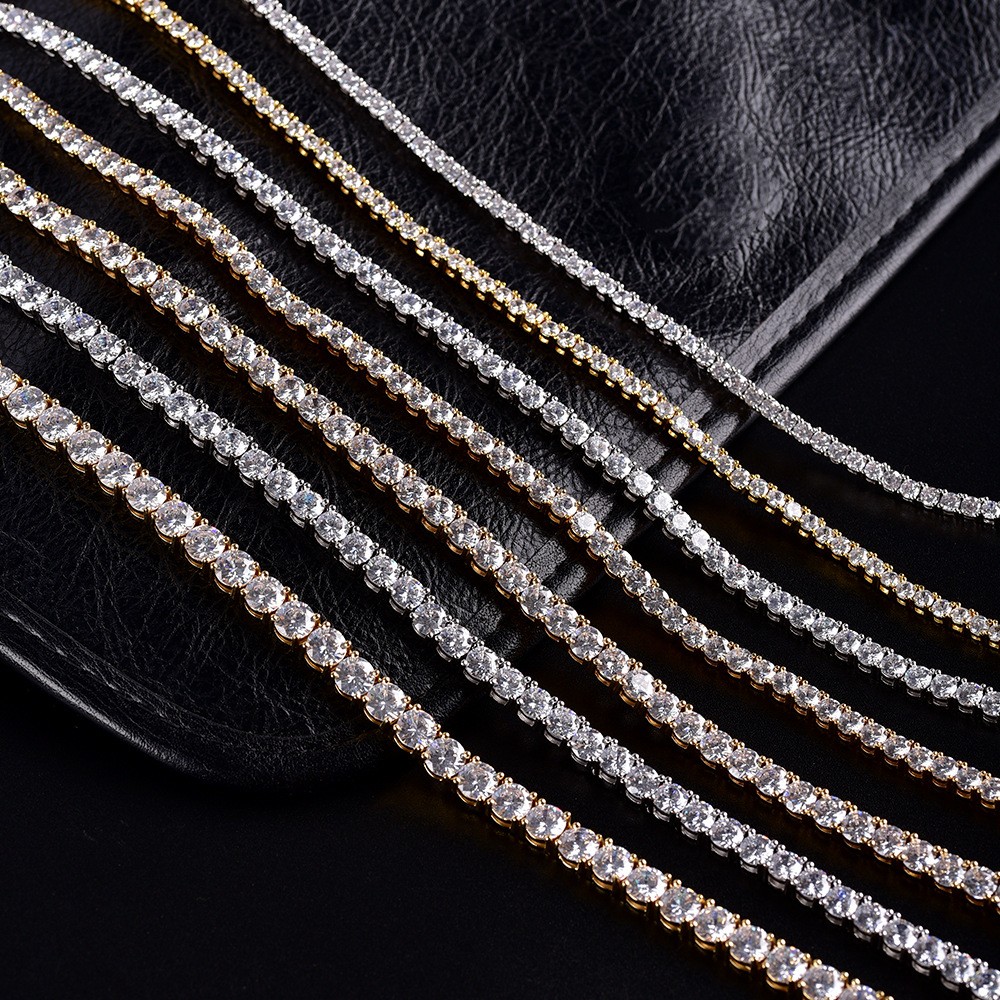 Women Men Iced Out Bling Tennis Necklaces Pendant Hip Hop CZ Zircons 3/4/5/6MM