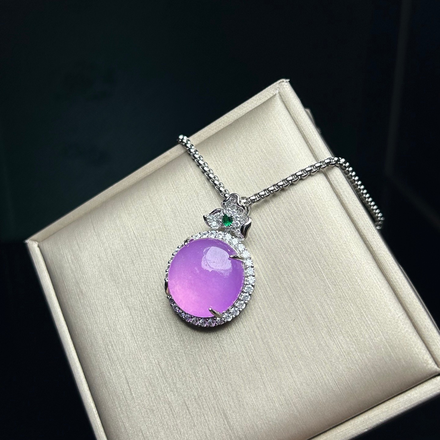Real Natural Ice Purple Myanmar Jade Jadeite amulet Pendant&Necklace