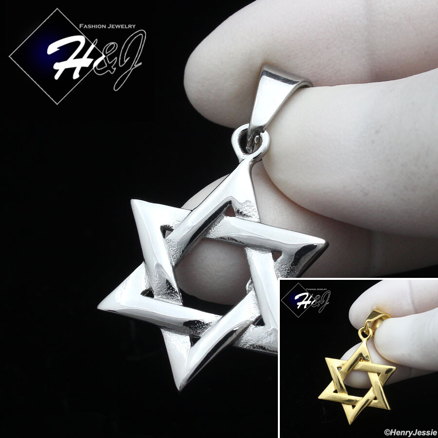 MEN’s Stainless Steel Silver/Gold Plated Jewish Star of David Charm Pendant*P137
