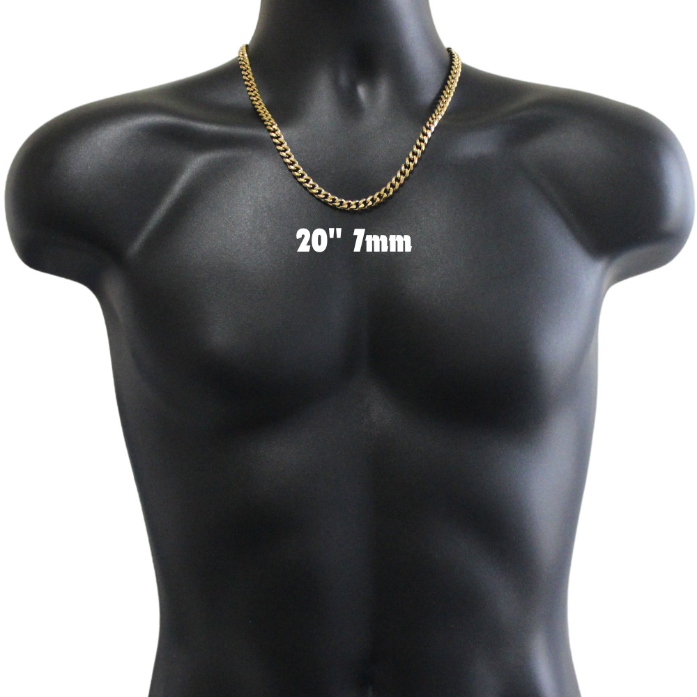 Stainless Steel Cuban Curb Chain Gold Plated Mens Necklace 3/4/5/7/9/11mm