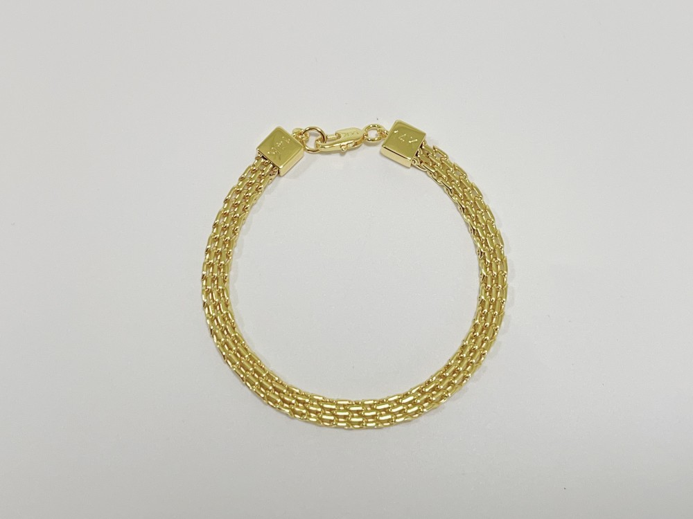 Real 14K Yellow Gold Multiple Layer Bracelet Chain Solid Link Jewelry Gift 6mm