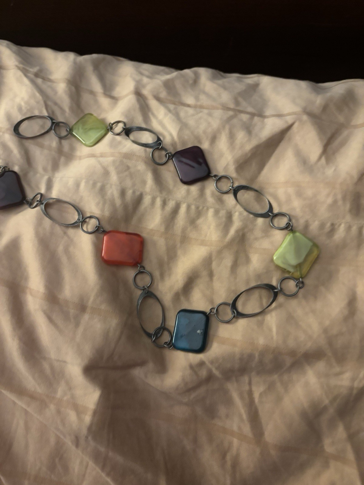 Multicolor Square Pendant Long Necklace – Women Jewelry needs new clasp