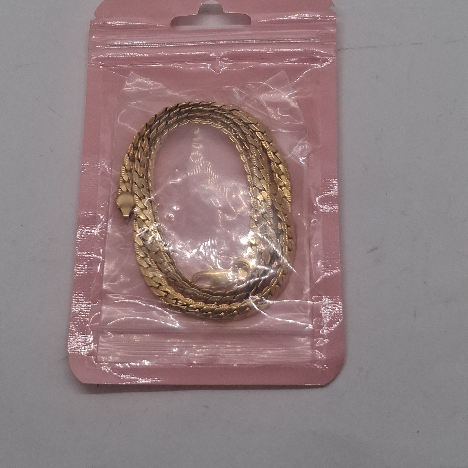 Golden Flat Herringbone Chain Necklace 24 Inch 60cm Snake Bone Link Men Women
