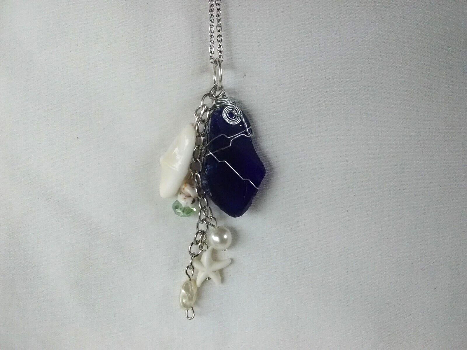 Boho Coastal Beach Glass Pendant Necklace 19″ Women’s Jewelry US Seller Gift
