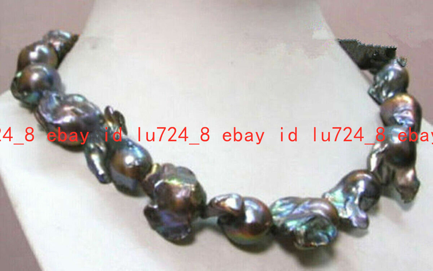 CLASSIC REAL HUGE SOUTH SEA NATURAL BAROQUE BLACK PEARL NECKLACE 16-36″