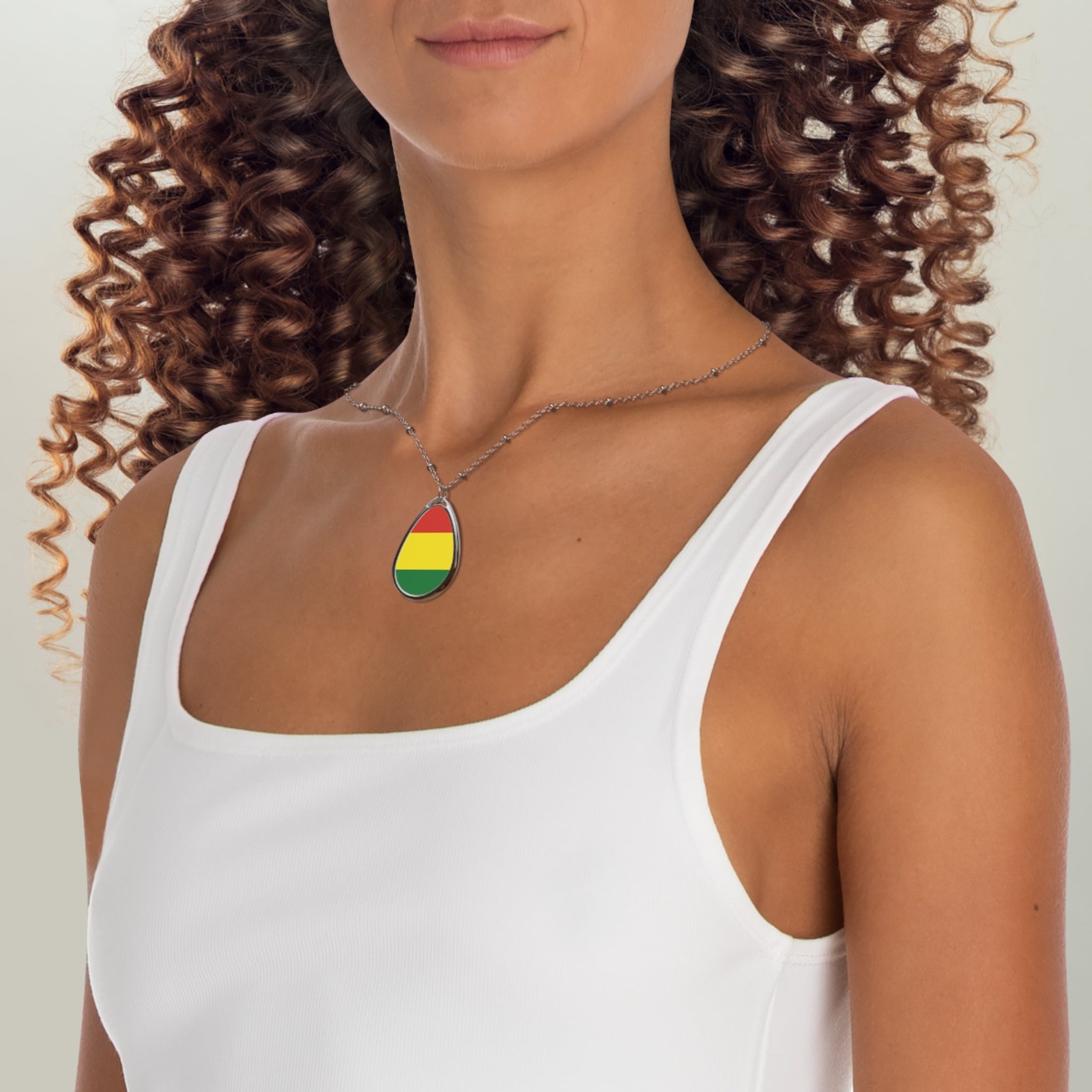 Bolivia Flag Oval Necklace – Bolivian Heritage Pendant | Rep Ya Flag – One
