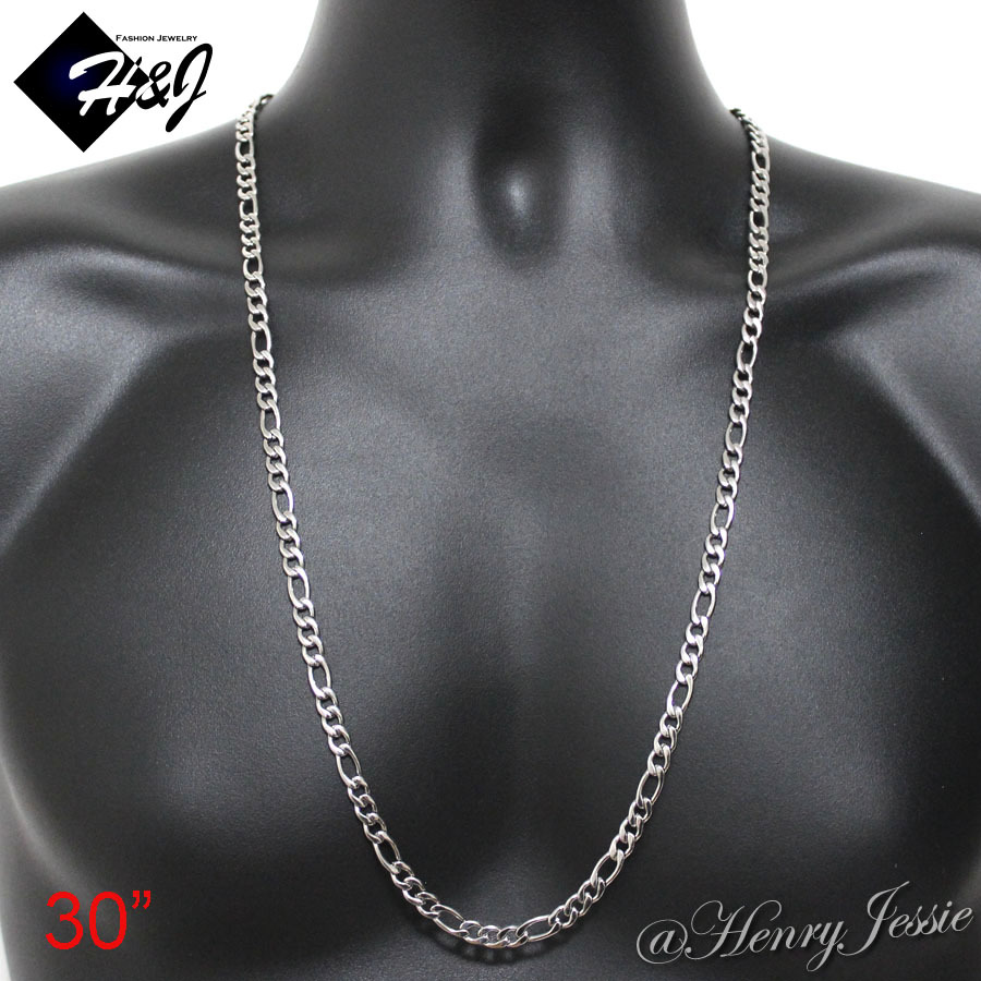 18-40″MEN’s Stainless Steel 6mm Silver Figaro Link Chain Necklace
