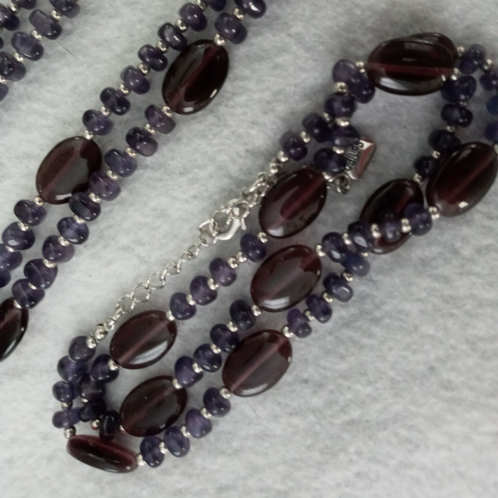 Chaps By Ralph Lauren 32″ & 18″ Necklace Set In Purple W/ Silver Tone Accents