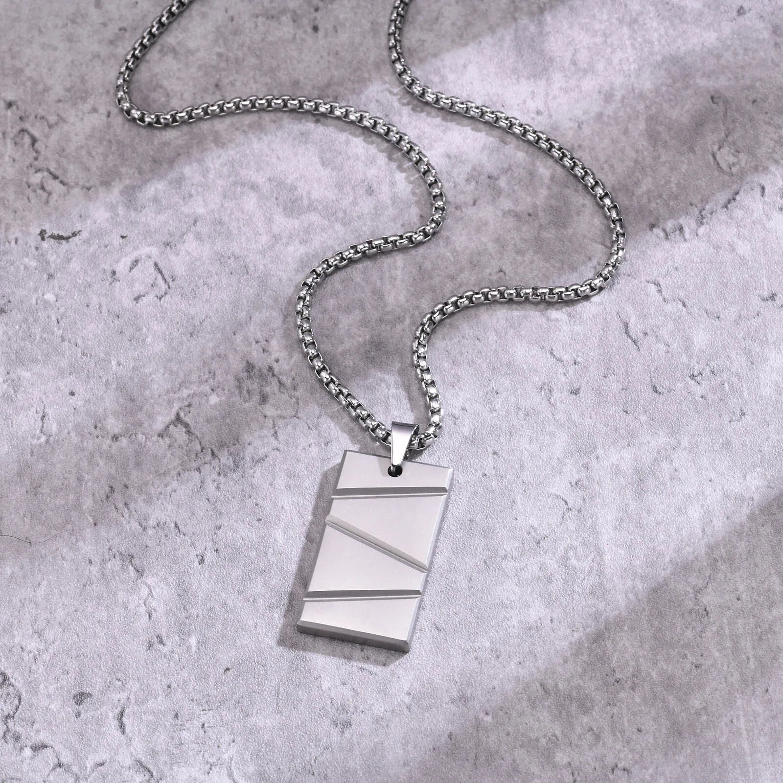 Men Stainless Steel Military Dog Tag Pendant Necklace Box Chain Jewelry Gift New