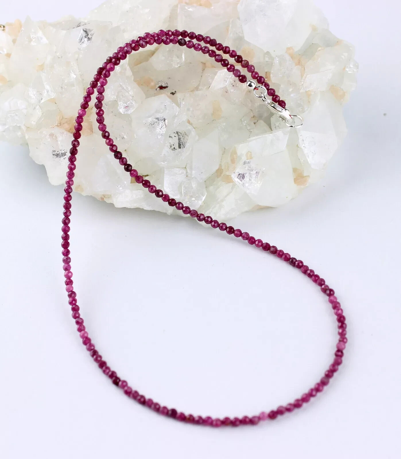 Natural Ruby Choker 2mm Crystal Gemstone Beads Dainty Choker Necklace Minimalist