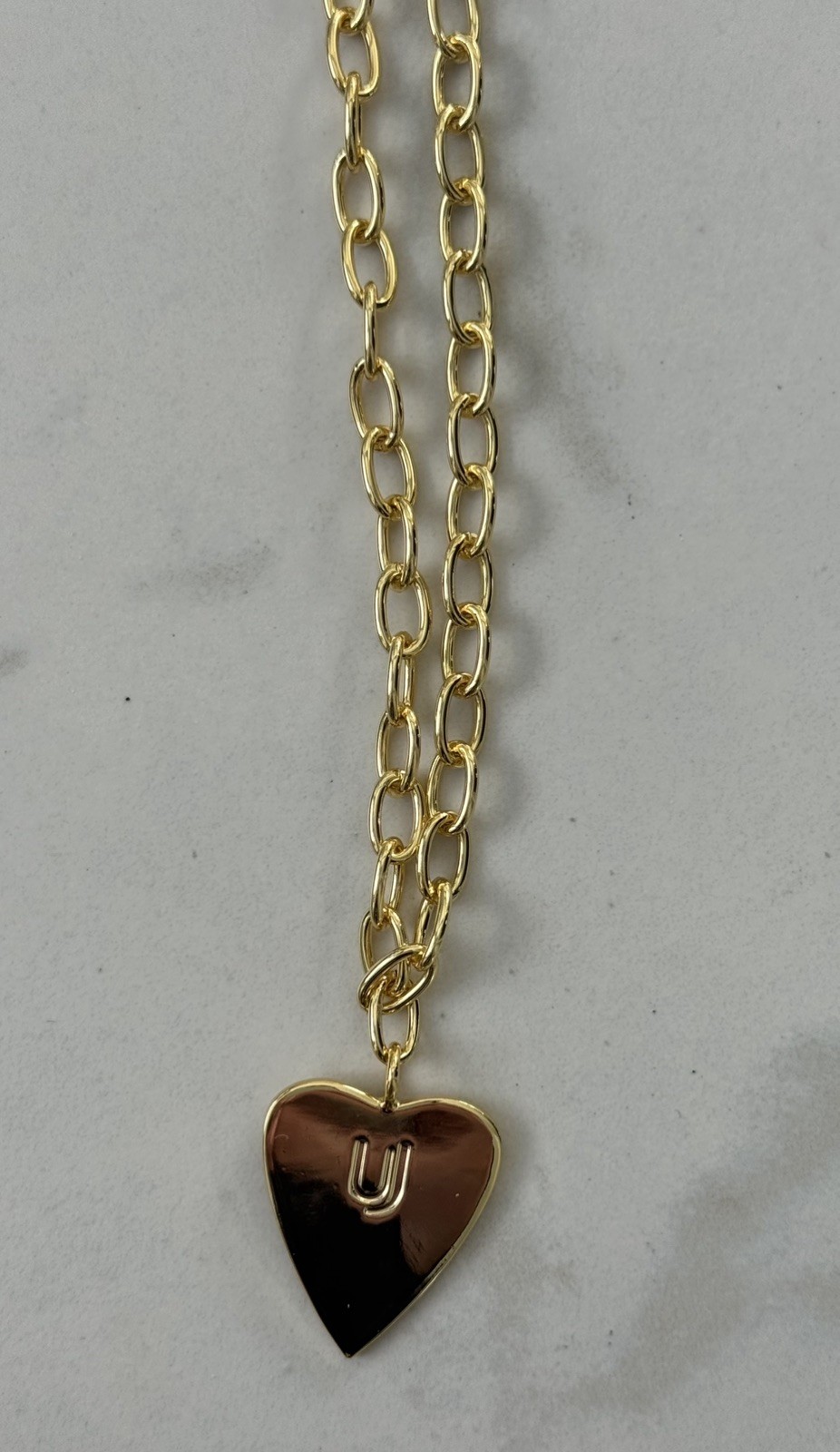 Uncommon James Gold Tone 14″ Heart Big Love Necklace 2″ Extender Modern NWT!