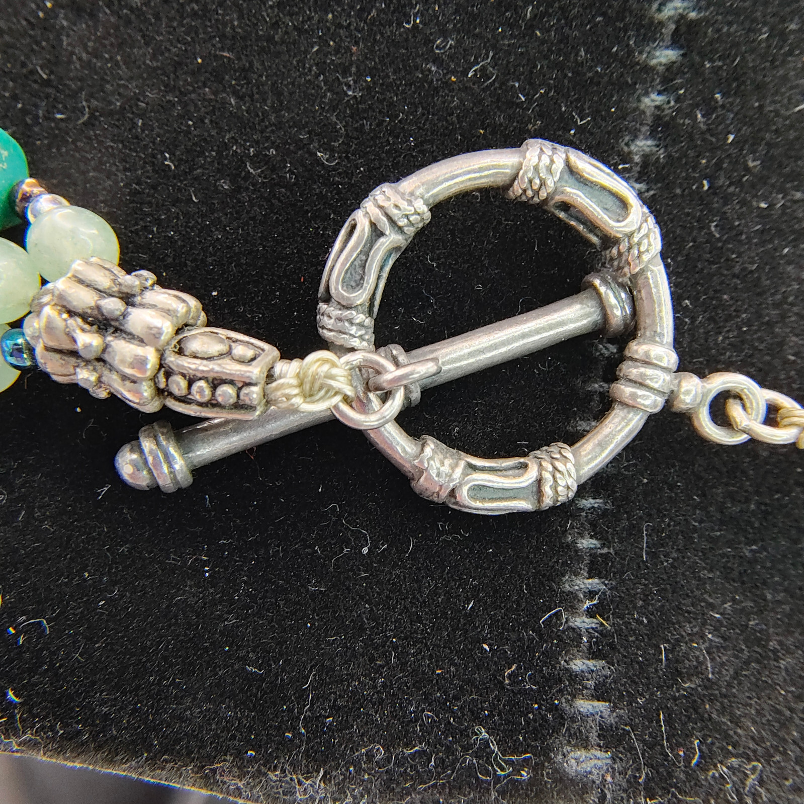Faux Turquoise Pendant Necklace 925 Sterling Glitter Copper Color Bead Boho