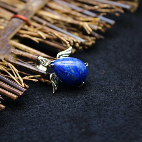 25*24mm Natural Stone Crystal Gemstone Angel Wing Pendant Unisex Adult Jewelry