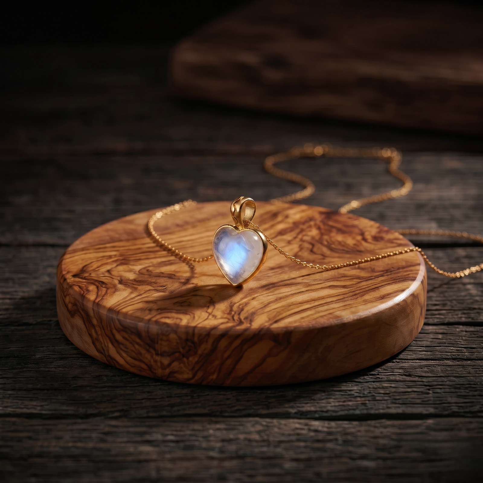 Gold Plated Rainbow Moonstone Gemstone Handmade Womens Heart Jewelry Pendant