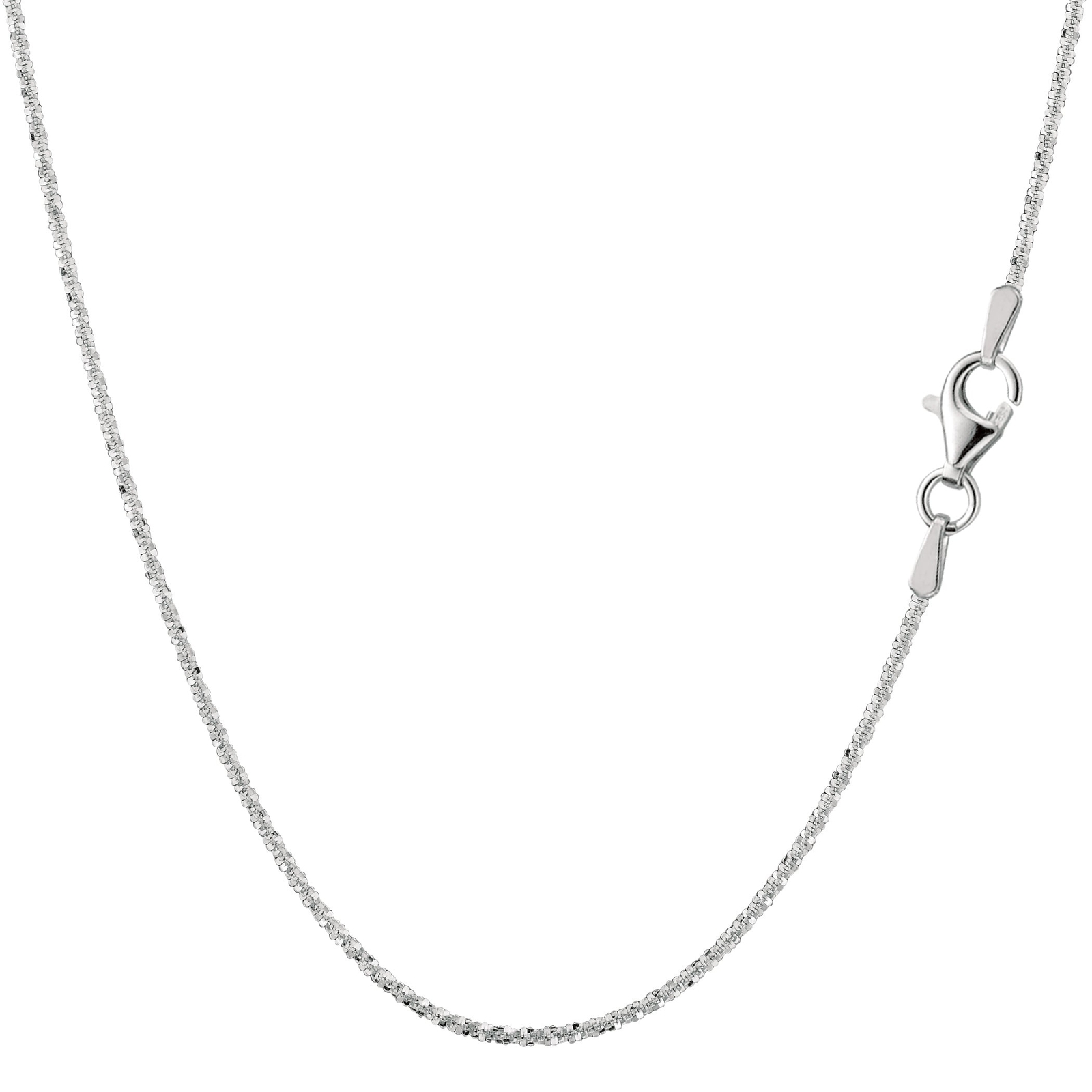 Sterling Silver Rhodium Plated Sparkle Chain Necklace, 1,5mm, 18″