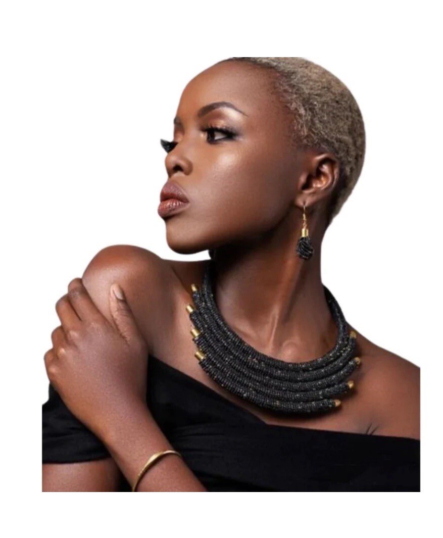 Kendi Aman Gold-tone Kanyoni Beaded 16″ Collar Necklace Ankara Accessories