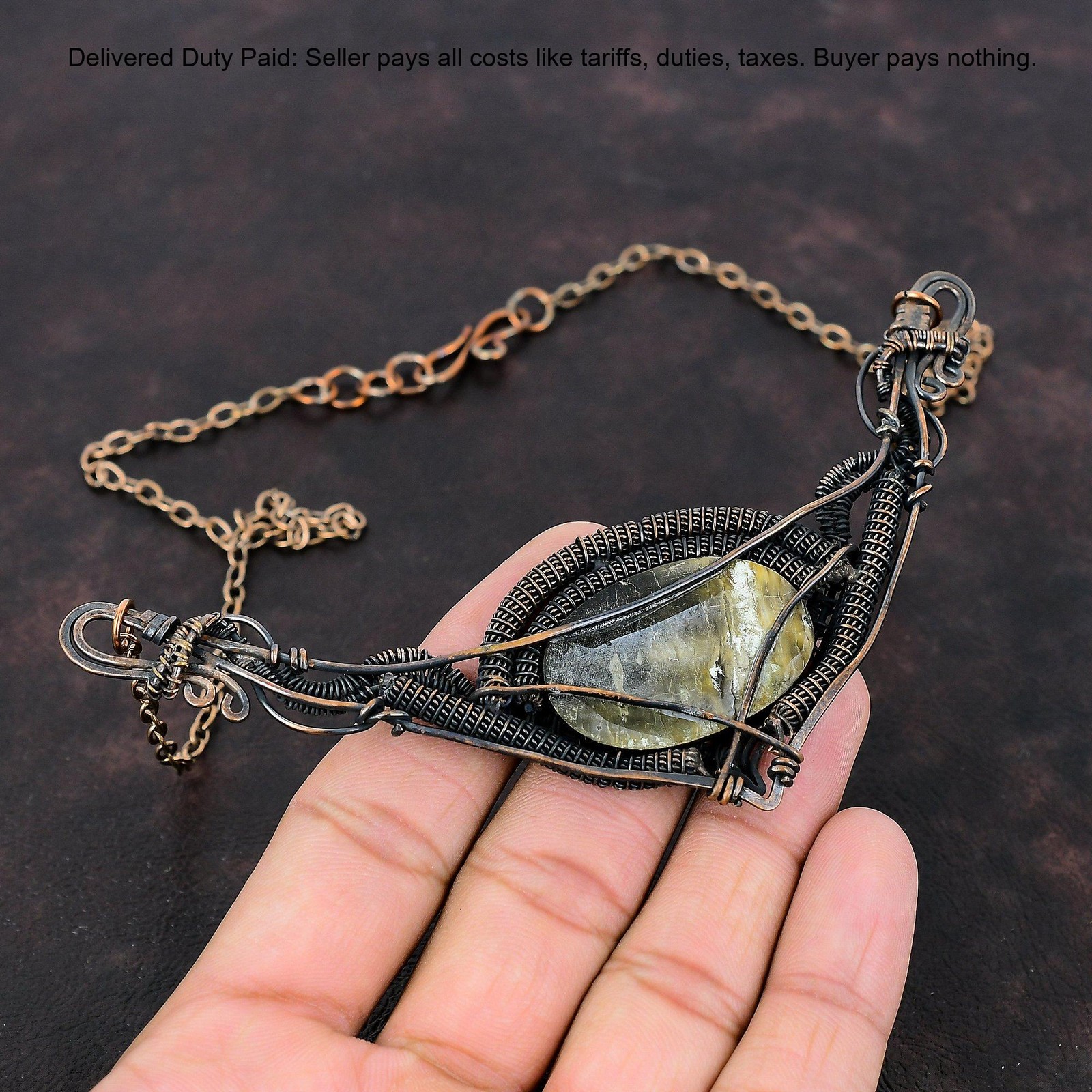 Mother Of Pearl Stone Copper June Birth Chain Wife Wire Wrapped Wedding Necklace