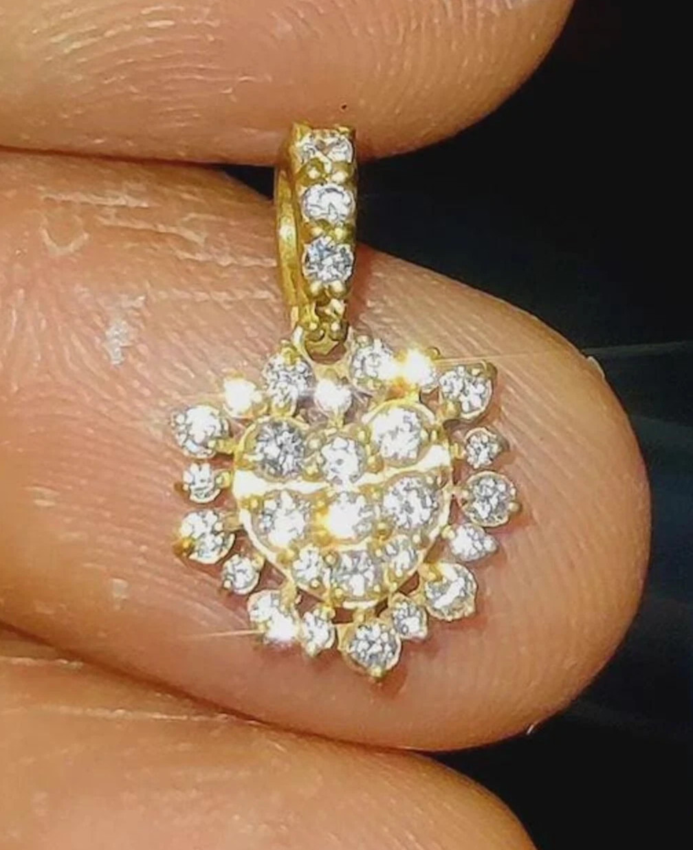 Womens Mini Heart Pendant 14K Yellow Gold Plated 1.5Ct Round Lab Created Diamond