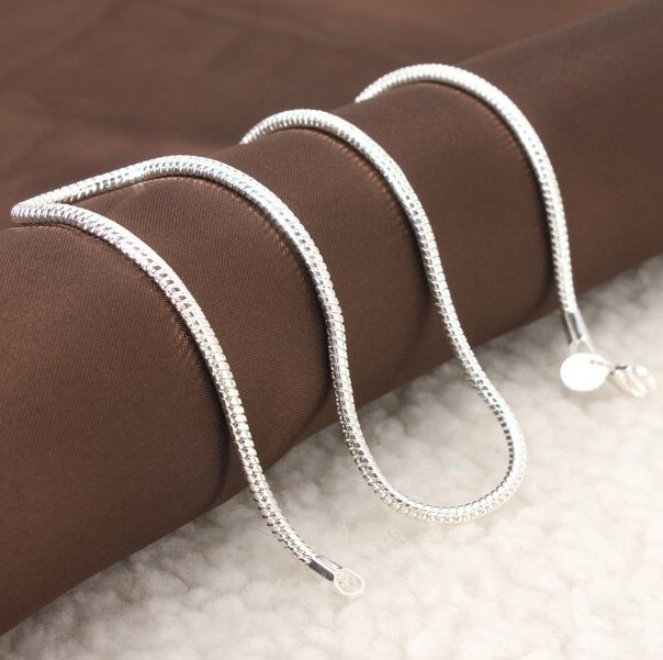 925 Sterling Silver Snake Chain Necklace 3MM 16, 18, 20, 22, 24, 26, 28, 30 Inch