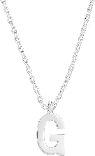 PAVOI 14K White Gold Plated Initial Necklace Letter G