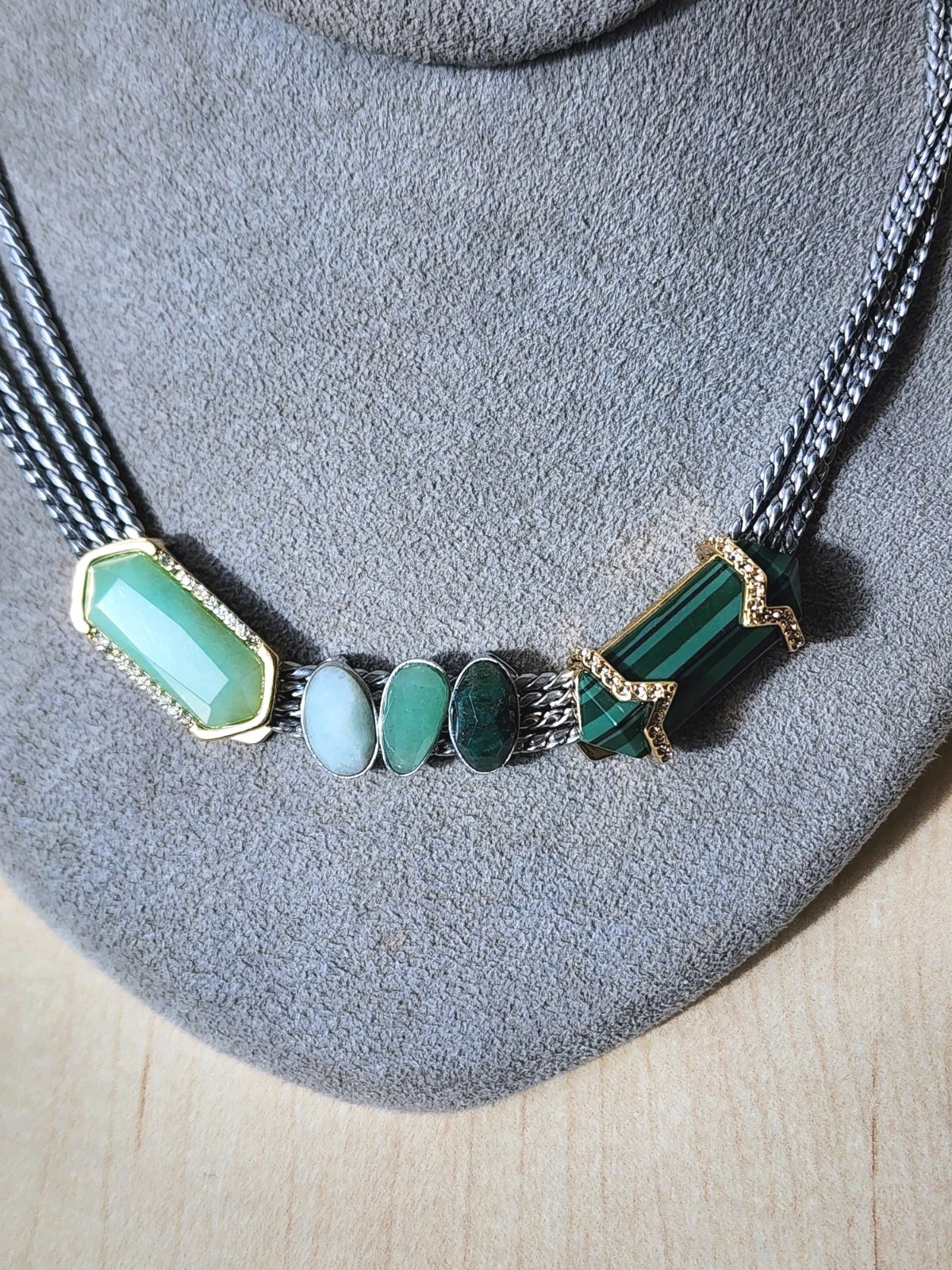 💎 Designer Green Semi-Precious Malachite Slider Charm Necklace – Key Marking