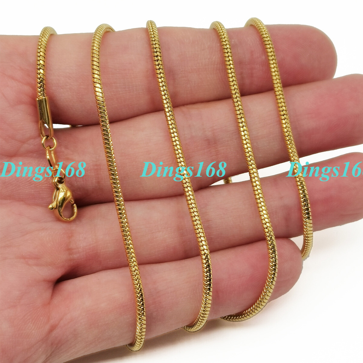 Genuine 18K Yellow Gold Filled Italian 1.6mm Round Snake Chain Necklace 16″-38″