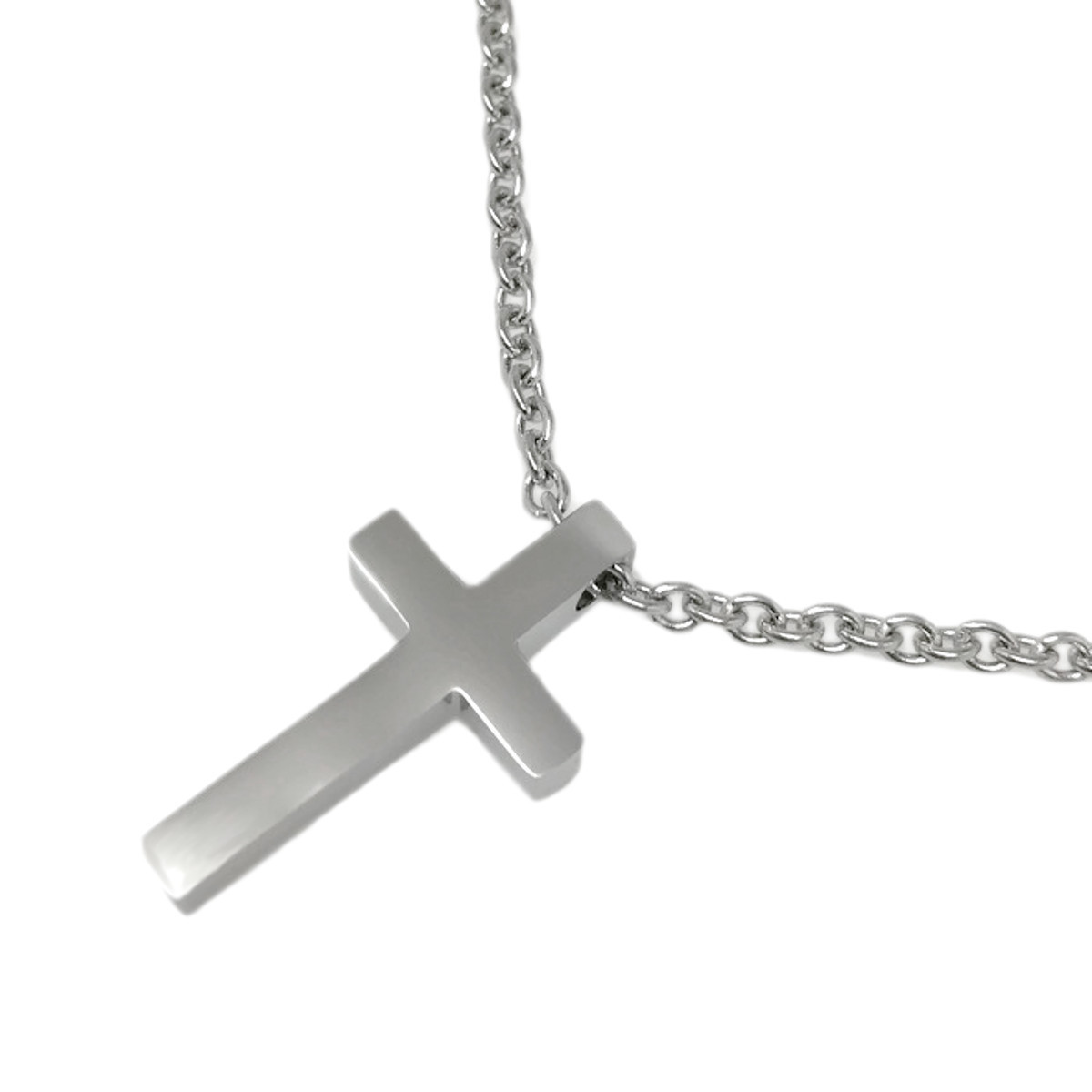 Mens Silver Cross Pendant Stainless Steel Necklace Christian Catholic Teen Boys