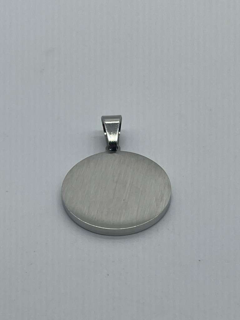Silver Stainless Steel Our Father Prayer Engraved Medallion Pendant Necklace