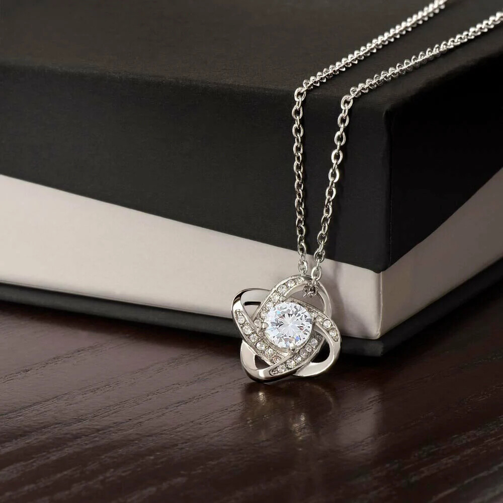 To My Wife – Valentine’s Day Gift, Love Knot Necklace With Mahogany Box