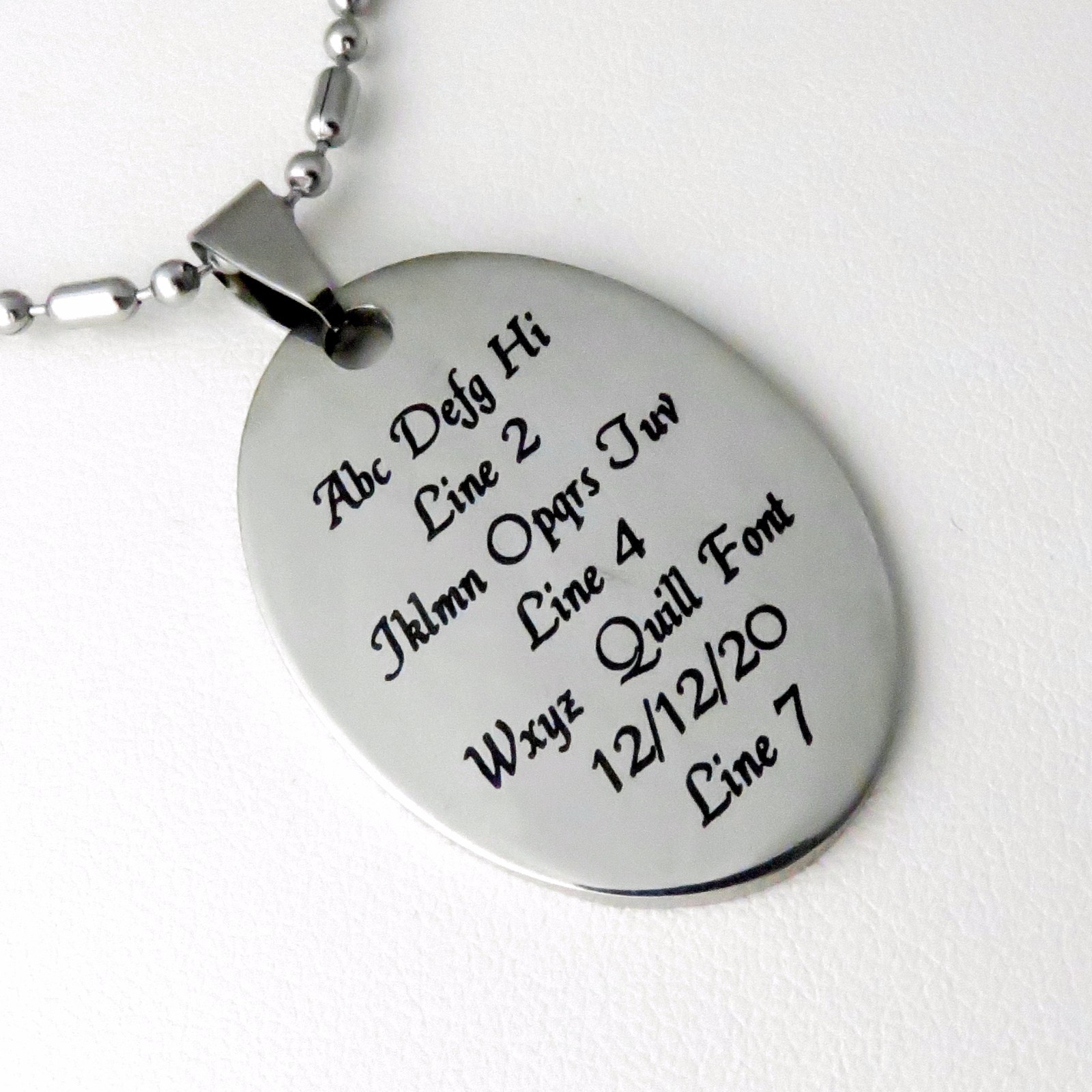 Custom Oval Necklace – STAINLESS STEEL – Personalized – Choose Font – Engraved