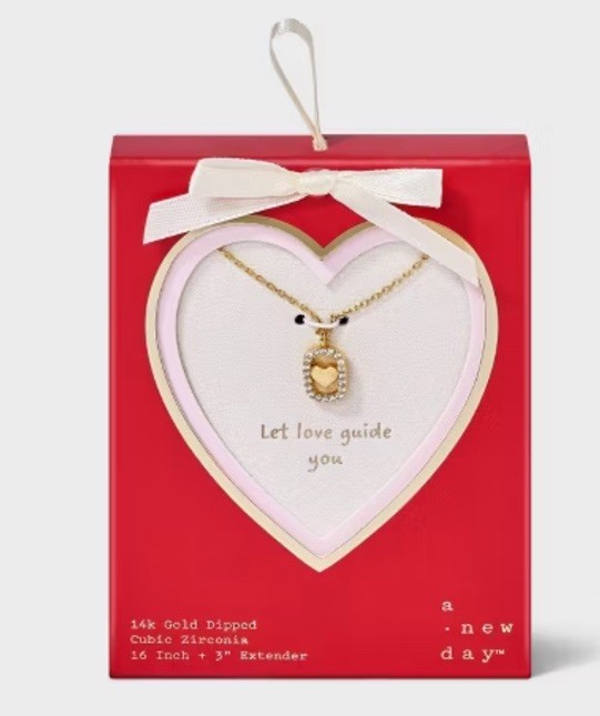 14K Gold Dipped Cubic Zirconia Heart Tag Pendant Necklace – A New Day Gold