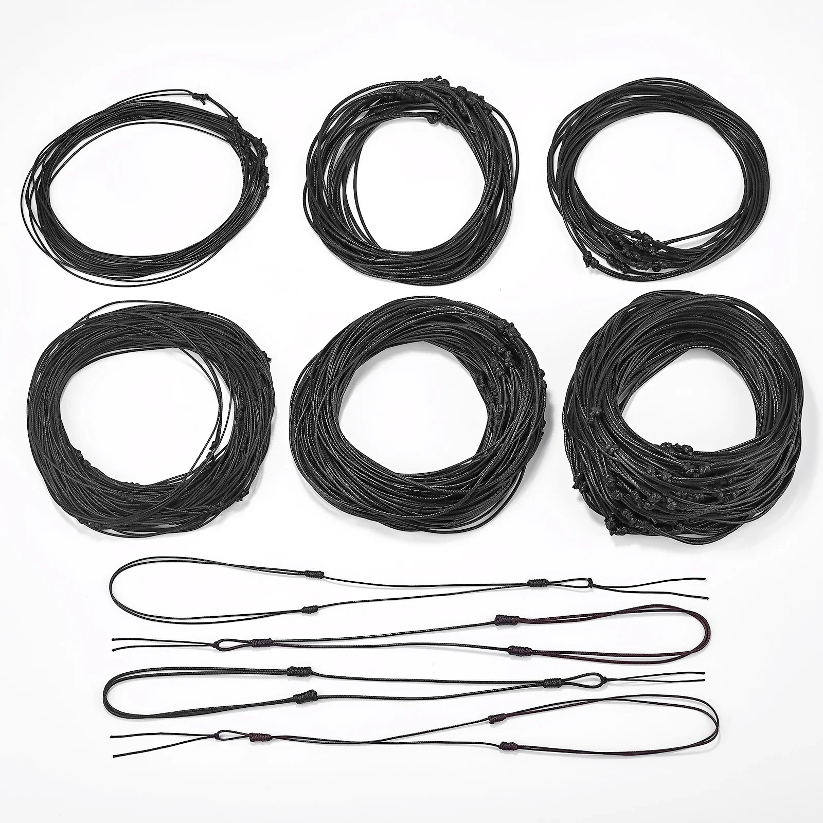 1/10/50Pcs 1/1.5/2Mm Adjustable Choker Necklace Genuine Black Wax Leather Knot S