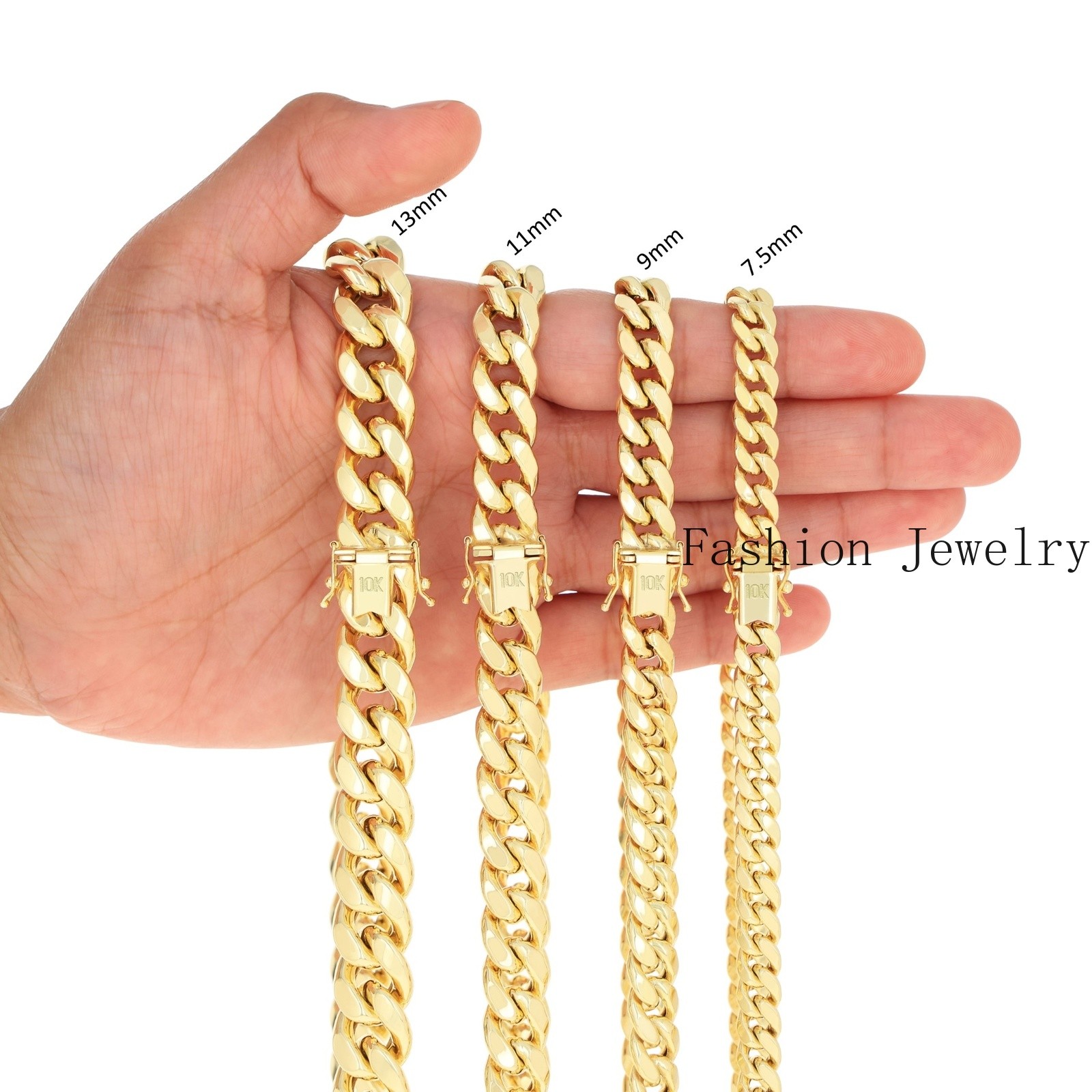 10K Yellow Gold 3mm- 13mm Miami Cuban Link Chain Necklace Mens Womens 16″- 30″