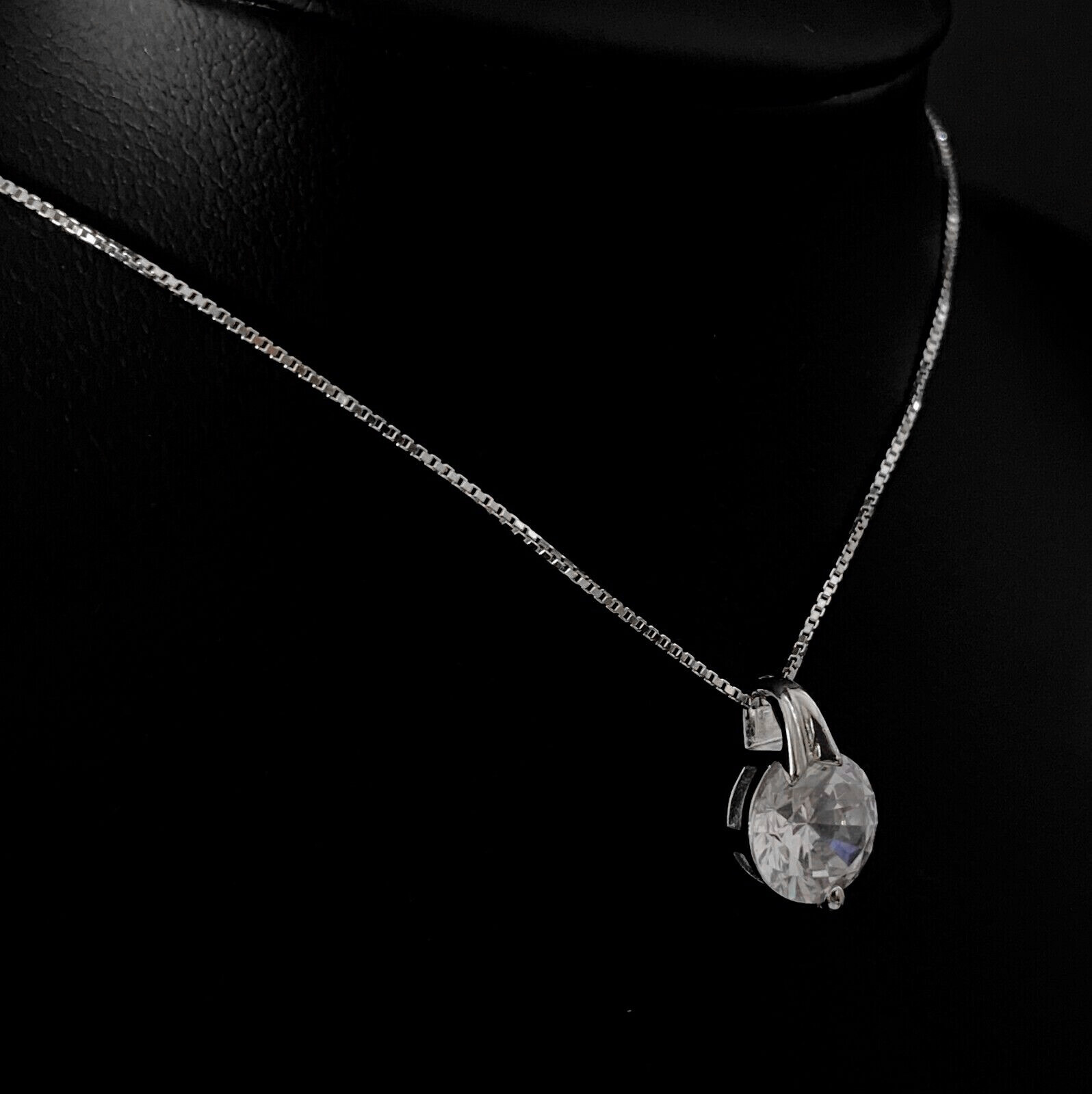 1.3 CTW Simulated Diamond Eternity Solitaire Pendant Sterling Silver Bridal Gift