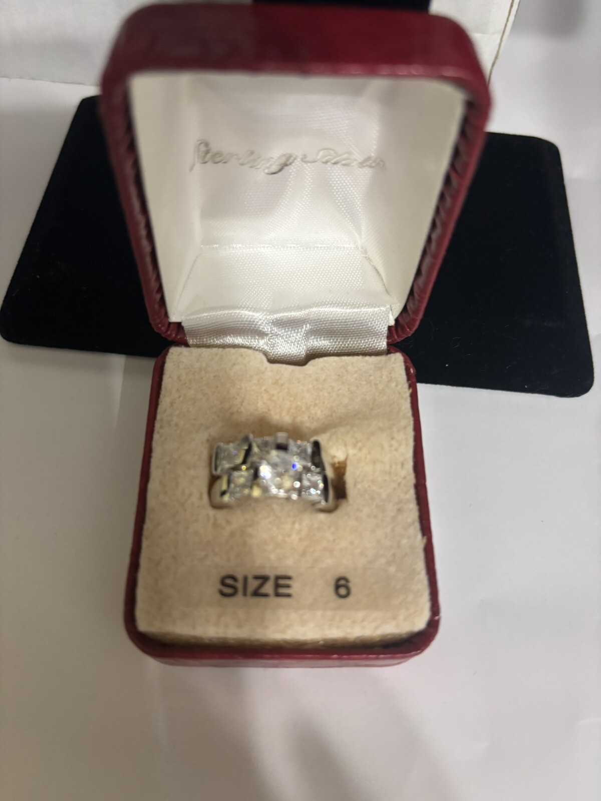 Sterling silver wedding set rings for women size 6 cubic zirconia in a box NWT