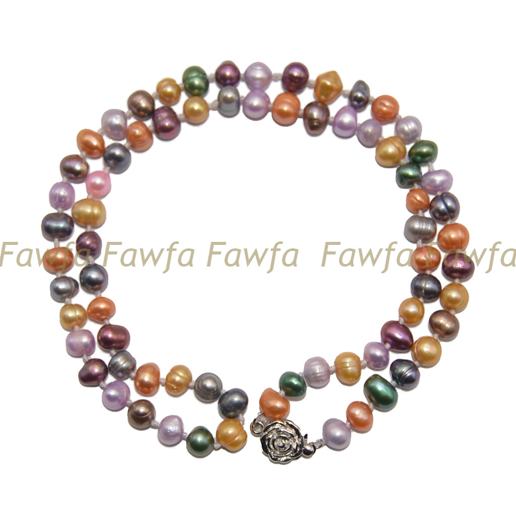 Natural Multicolor 6-7mm Freshwater Pearl Necklace Bracelet Earrings Jewelry Set