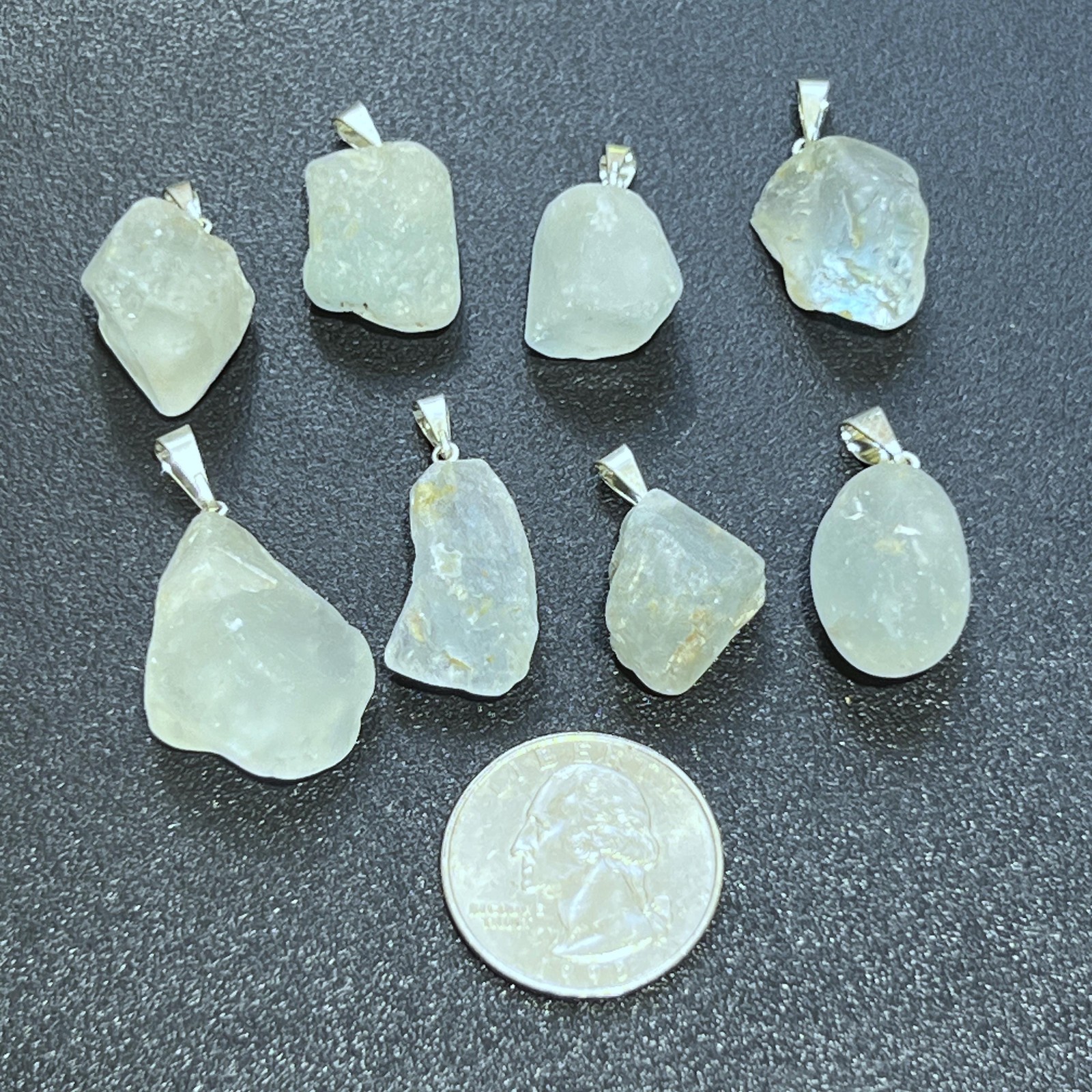 Blue Topaz Rough Raw Crystal Pendant (Silver Bail) Genuine Brazil Mineral