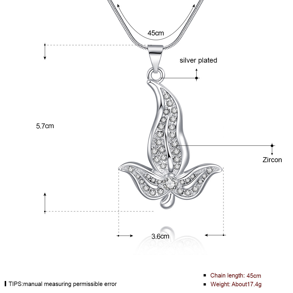 Elegant 925 Sterling Silver Filled Flora CZ Pendant Necklace N-A602 Woman Gift