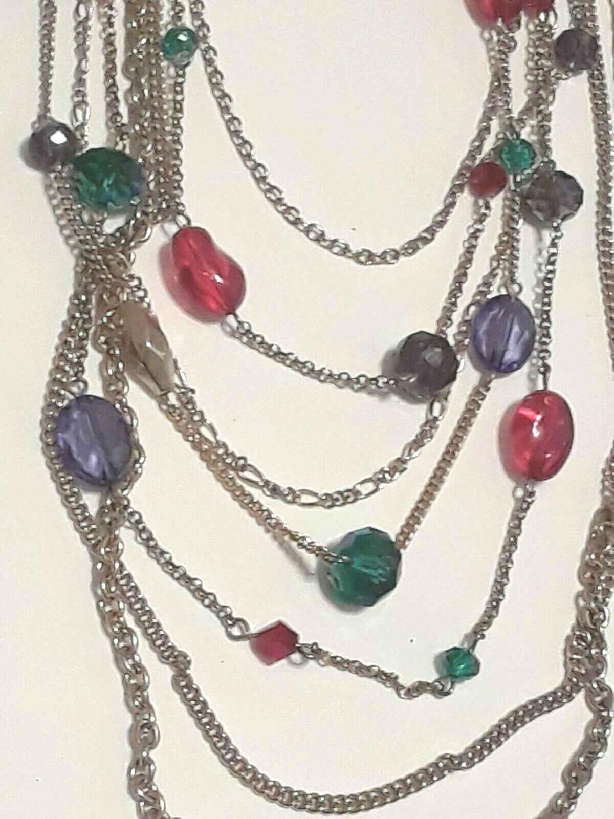 Multi strand cluster necklaces. blue cabochon, beads, 20″ – 32″ long. 2 lobster