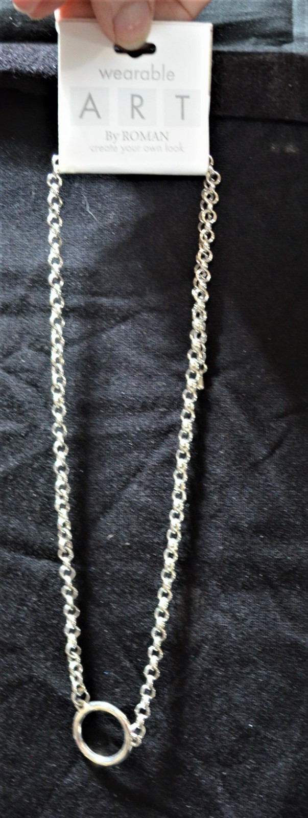 NEW Wearable Art by ROMAN – Silver Tone Adjustable Pendant Chain – Marked RMN