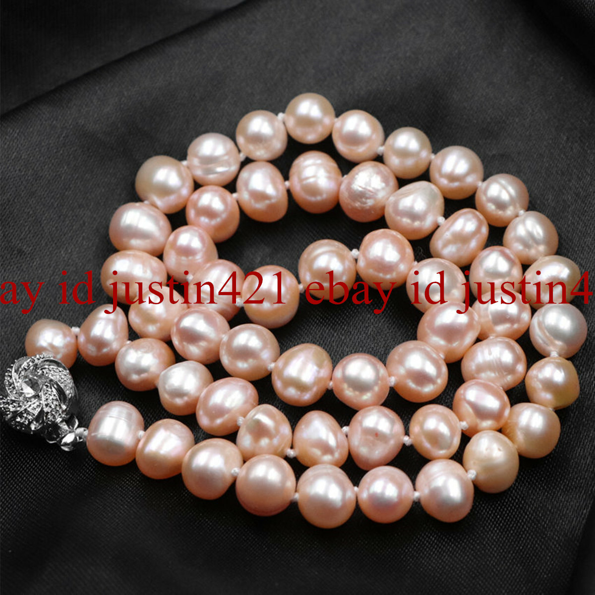 Natural 7-8mm Pink Freshwater Cultured Pearl Necklace 18”