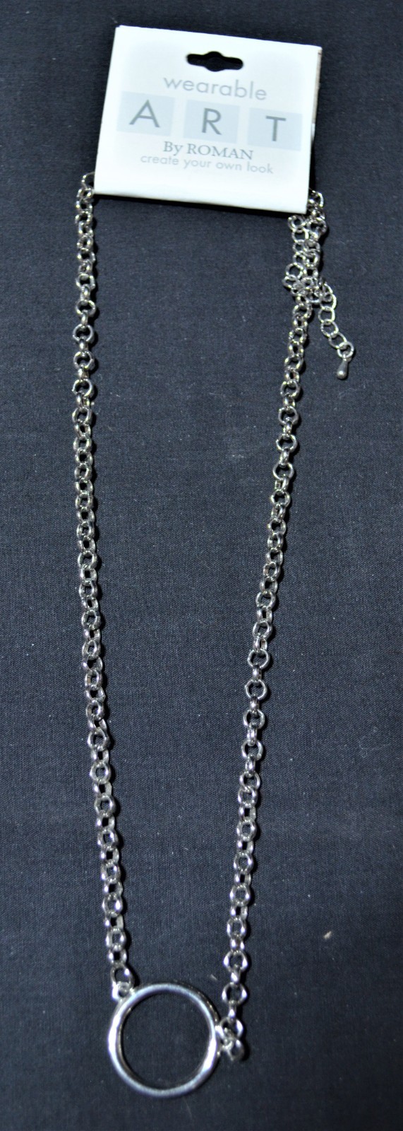 NEW Wearable Art by ROMAN – Silver Tone Adjustable Pendant Chain – Marked RMN