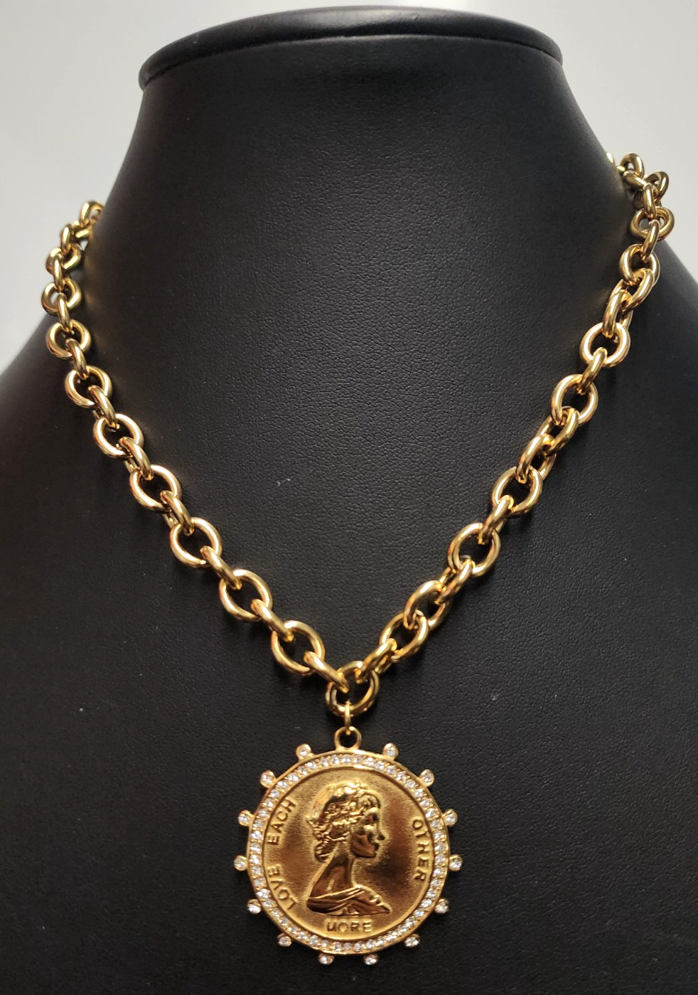 Chansuttpearls 18K Gold Plated Small Coin Necklace 16″+2″