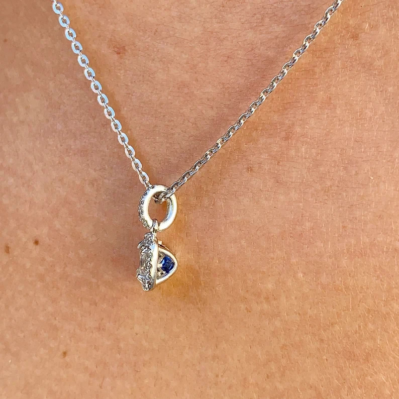 2Ct Women Round Cut Pendant Necklace Simulated Diamond In 14k White Gold Plated