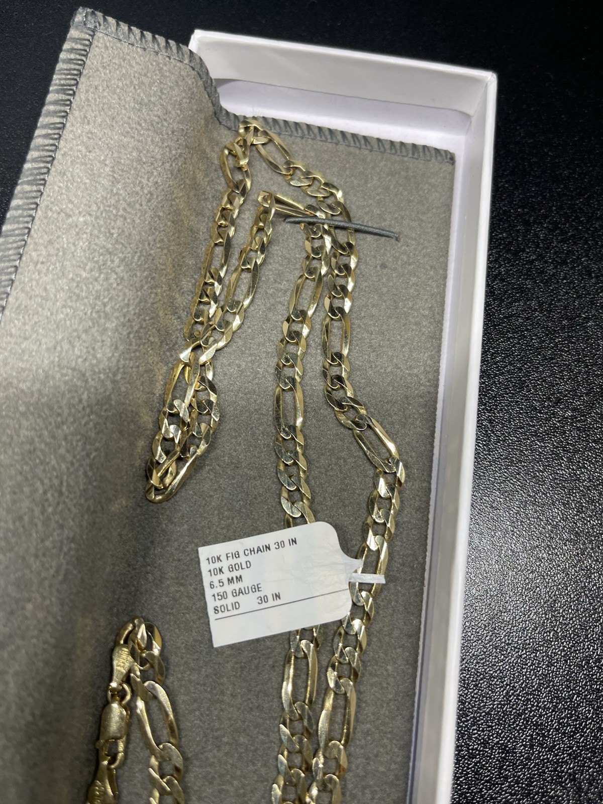 Vintage FIG CHAIN 30 IN 10k Gold 6.5 M 150 Gauge SOLID 30inches Long