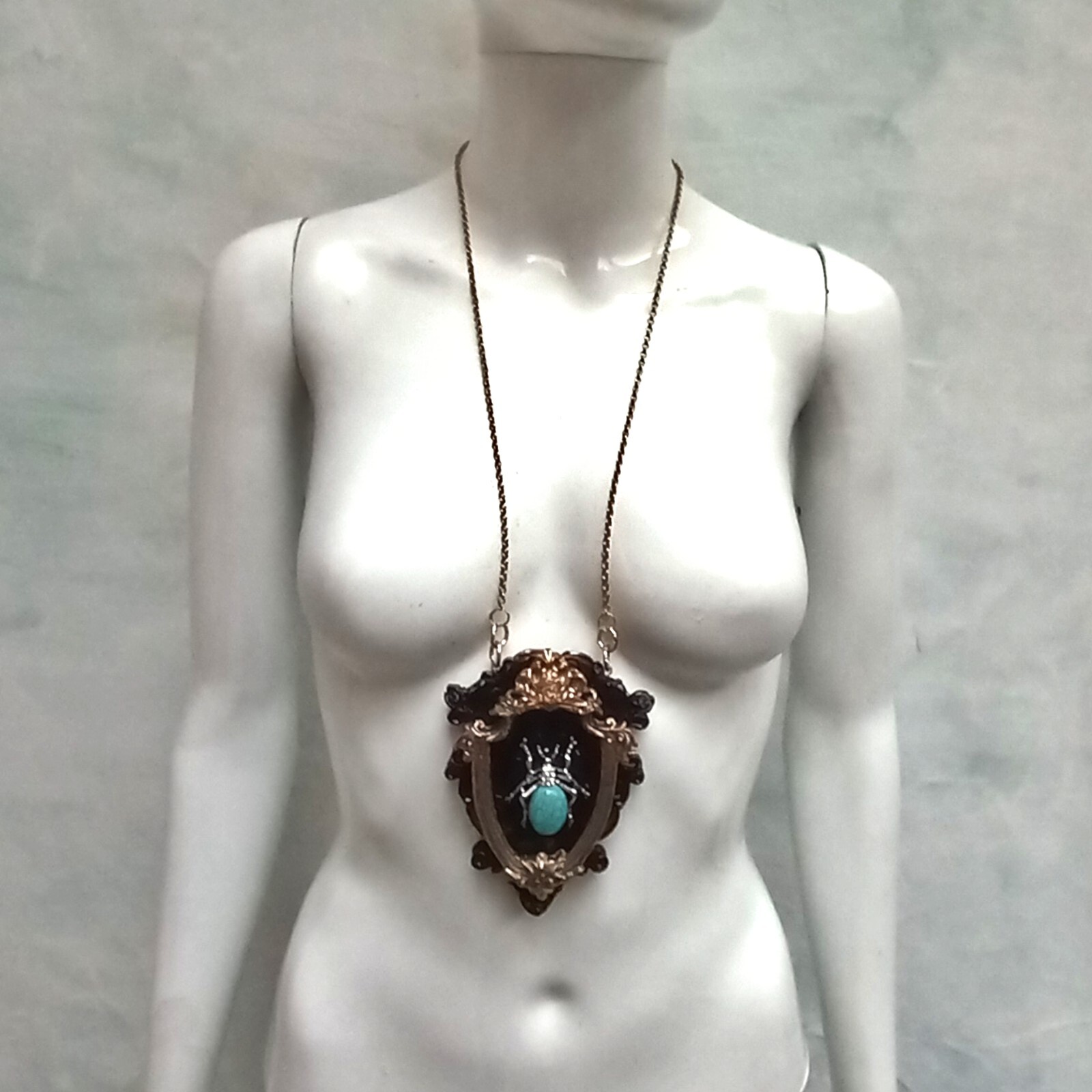 necklace woman pendant art deco nouveau talisman luck luxury jewelry blue spider