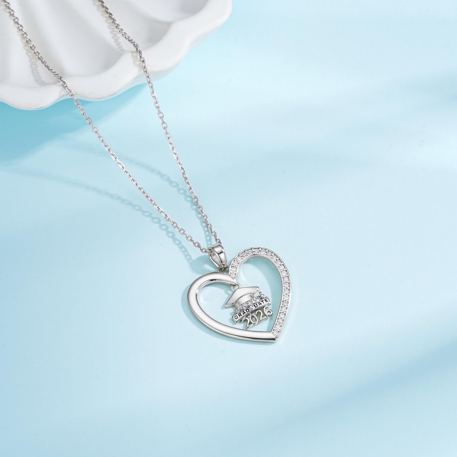 2026 Graduation Heart Necklace – S925 Sterling Silver Gift for Women & Friends