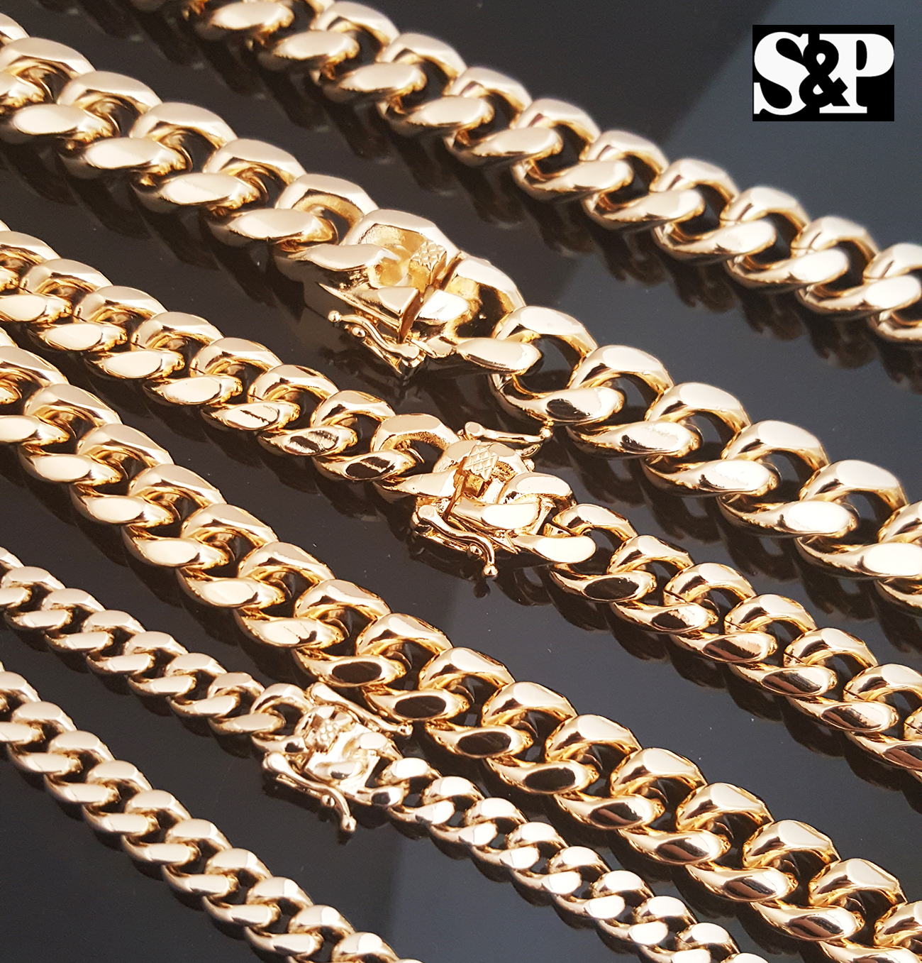 Premium Quality Gold Plated Brass Miami Cuban 6,10,14mm 24″, 30″ Chain Necklace